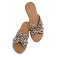 thumbnail image 4 of Penkiiy Womens Studded Flat Sandals Open Toe Slip On Mule Slides Crossed Strap Slipper 36 Brown, 4 of 9