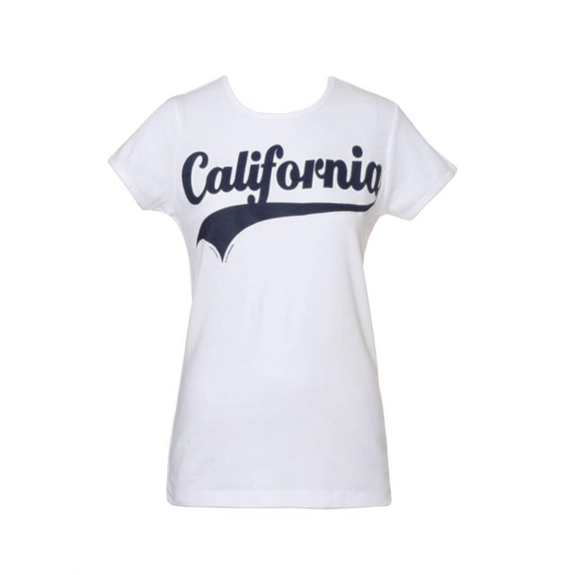 Cali T-Shirt à Manches Courtes pour Femmes Cali Pride - Bannière Fornie - Blanc 2X-Grand