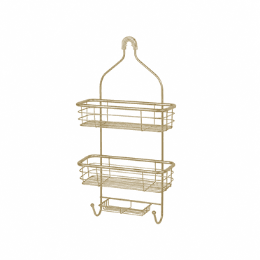 Moorefield 3-Tier Modern Hanging Shower Caddy, Non-Slip Neck & Suction Cups, No Drilling, Gold