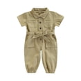 thumbnail image 1 of Girls Fashion Solid Color Pocket Single-Breasted Long Sleeve Jumpsuit, 1 of 8