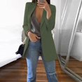 thumbnail image 2 of Women Open Front Pockets Cardigan Formal Suit Long Sleeve Blouse Coat, 2 of 6
