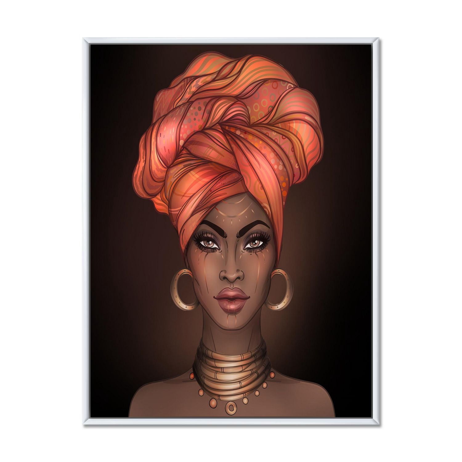 Designart Femme afro-américaine avec Turban V ART MURAL À CADRE FLOTTÉ