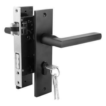 LYUMO Serrure de Poignée de Porte, Serrure de Porte de Chambre en Aluminium Spatial Sécurité Maison Serrure de Poignée de Chambre avec Clés Vis Noir, Serrure de Poignée Maison