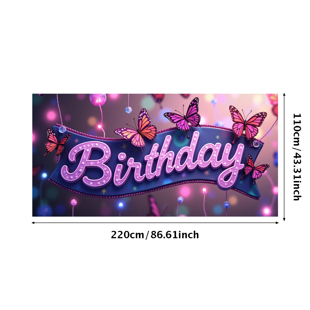Colorful Butterfly Themed Happy Birthday Backdrop Banner Party Decorations Photography Props Birthday Party Supplies Decor Background
