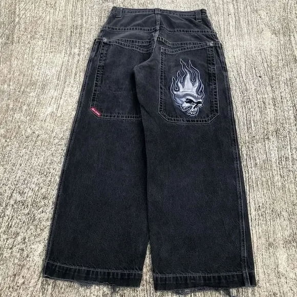 Jeans Baggy JNCO Hip-Hop Rock Motif Brodé Hommes Femmes 2024 Nouvelle Mode Mode Urbaine Rétro Harajuku Taille Haute Jeans à Jambe Grand ZR