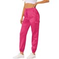 thumbnail image 4 of INSPIRE CHIC Women's Satin Cargo Joggers High Waisted Elastic Waist Casual Pants S Rose Red, 4 of 6