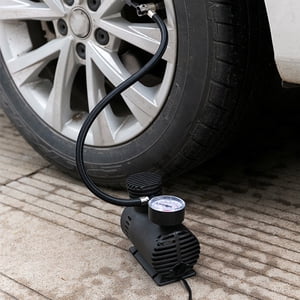 LSLJS 12V Gonflateur de pneus de compresseur portable avec jauge de pression mécanique, Gonfleur pour pneus de voiture, moto, vélo, basketball, Air Pompe