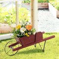 thumbnail image 3 of Gymax Jardinière Chariot en Bois Décoratif Intérieur/extérieur Chariot Rustique pour Fleurs avec Roue Rouge, 3 of 10