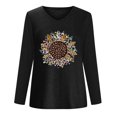 thumbnail image 4 of Pompotops T-Shirt à Manches Longues à Col en V Imprimé Décontracté pour Femmes, Chandail, Hauts, Liquidation, 4 of 4