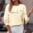 thumbnail image 4 of Chandail à Col Rond pour Femme, Haut de Superposition d'Automne, Col Rond, Chandail à Rayures, Manches Longues, Hauts Décontractés, Tenue de Détente Confortable, Chandail de Sport Femme Beige TG, 4 of 7
