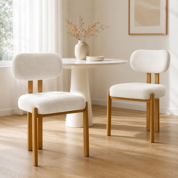 Aykah Mirae Boucle Dining Chairs Set of 4, Modern Fabric Upholstered Kitchen Side Chairs, Farmhouse Dining Room Chair with Metal Legs