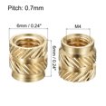 thumbnail image 2 of Unique Bargains Knurled Insert Nut M4 x 6mm L x 6mm OD Female Thread Brass Embedding Nut 60 Pack, 2 of 5