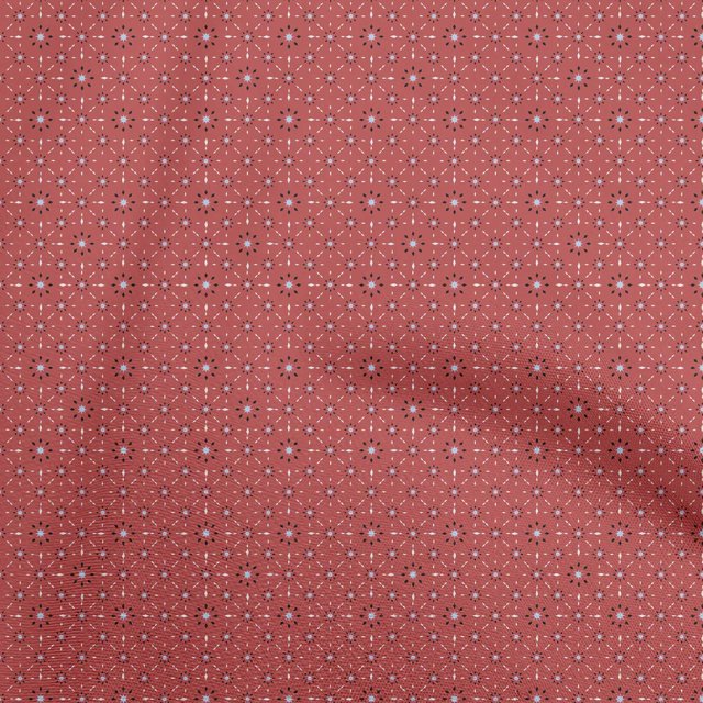 oneOone Polyester Spandex Red Fabric Asian Block Floral Craft Projects Decor Fabric Printed By The Yard 56 Inch Wide