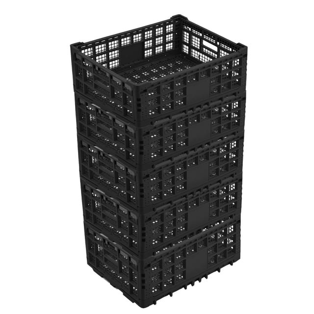 Yiwa Foldable Plastic Storage Crate, Heavy Duty Reinforced Walls, Stackable Multi-Purpose Milk Crate for Office, Kitchen, and Garage