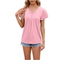 thumbnail image 1 of AherBiu Summer Tops for Women V Neck Cap Sleeve Comfy Ruched Casual Loose Solid Color Shirts Blouse, 1 of 7
