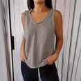 thumbnail image 2 of Plebaso Débardeurs pour Femmes Col Rond Sans Manches T-Shirts Couleur Unie Décontractés Amples T-Shirts Basiques pour Femmes, 2 of 7