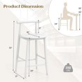 thumbnail image 3 of Costway Bar Chair Counter Height Stools Set of 2 with Acacia Wood Frame Supporting Legs White, 3 of 8