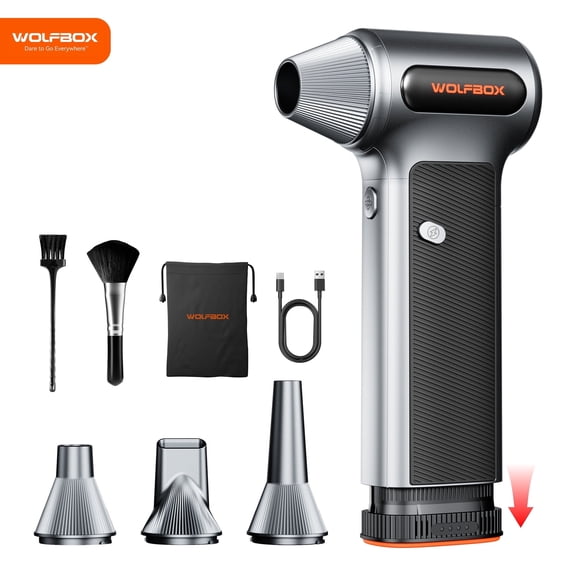 WOLFBOX Electric Air Duster with Removable Battery & Cordless 3-Speed Adjustable, Compressed Air Duster for Office, Home, Usb, 7.08 x 3.81 x 1.88in