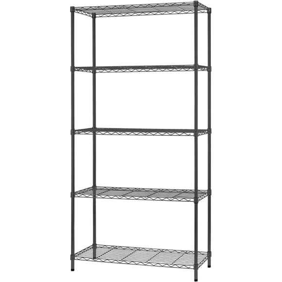 FDW Étagère Métallique à 5 Niveaux, 35,5 cm (P) X 91,5 cm (L) X 183 cm (H), Tablette Réglable en Métal, Étagère Robuste en Acier pour Garage, Cuisine, Garde-Manger, Noire