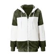 thumbnail image 4 of EGNMCR Womens Winter Fuzzy Fleece Jacket Hooded Drawstring Color Block Patchwork Cardigan Zipper Pullover Coats Outerwear with Pockets, 4 of 5
