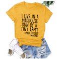 thumbnail image 4 of B91xZ Tunique Femme Manches Courtes Henley Chemise Décontractée Boutonnée Tunique, Jaune m, 4 of 5