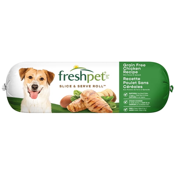 Freshpet Nourriture Fraîche pour Chiens, Recette au Poulet Sans Céréales, à Trancher et Servir 68kg