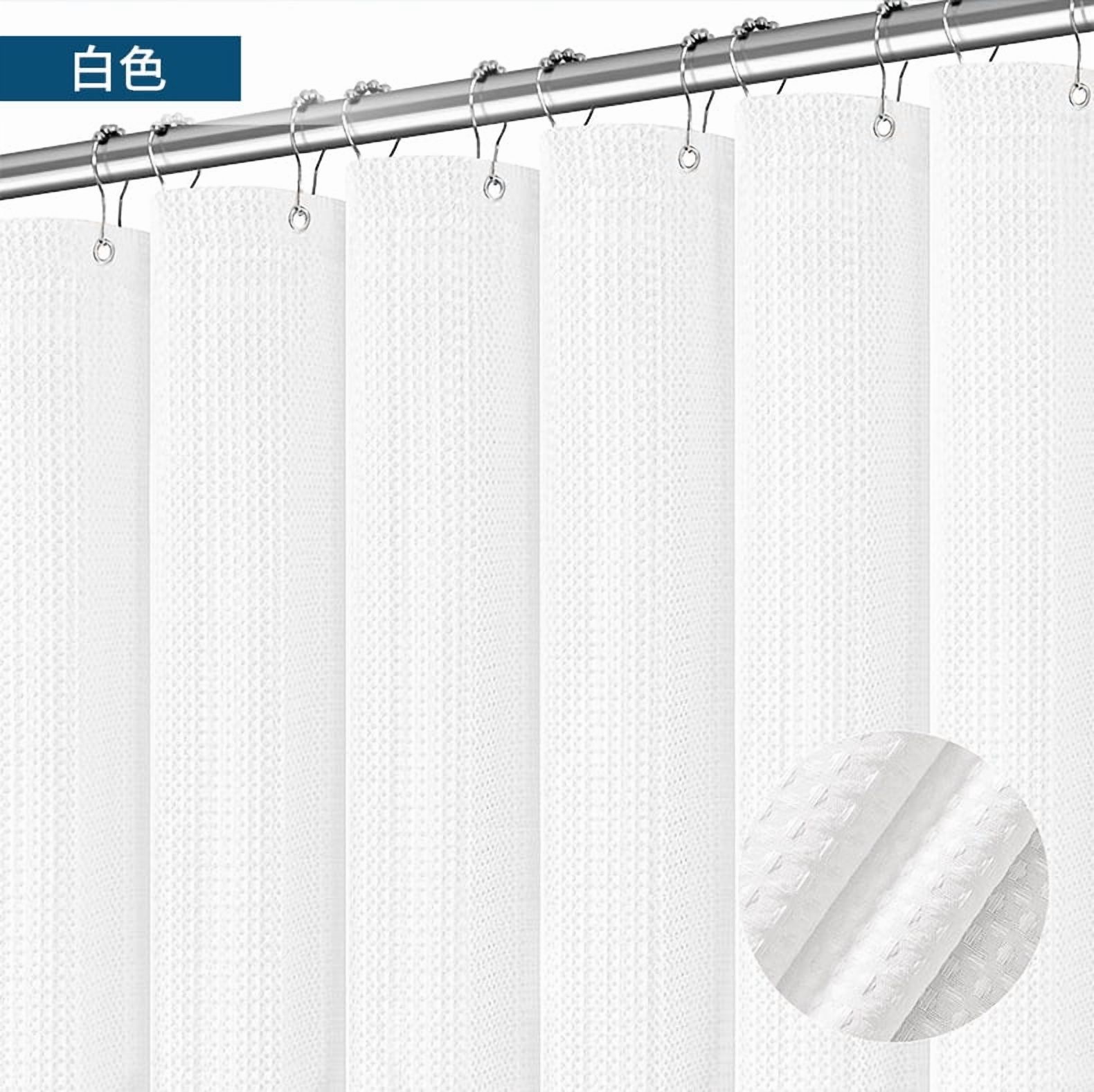 suxuMhao Waffle Pattern Waterproof Shower Curtain, 71×71in 1pc Shower Curtain Liner for Bathroom, Shower Liners with 12 Plastic Hooks as a Gift, Stylish Shower Curtains for Bathroom Decor​,White