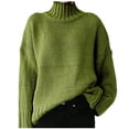 thumbnail image 1 of Mrat Longues Longs Chandails pour Femmes Uni à Manches Chandail Tunique Chandail Ensembles de Chandails pour Dames Col Roulé Chandail Décontracté Hauts Vert TTTG, 1 of 6