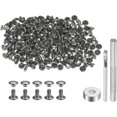 thumbnail image 1 of 200 Sets Leather Rivets 6 x 6mm Metal Double Cap Rivet Snaps Studs Fasteners with 3pcs Setting Tools Rivets for Leather Craft DIY Repair Decoration, Gunmetal, 1 of 7