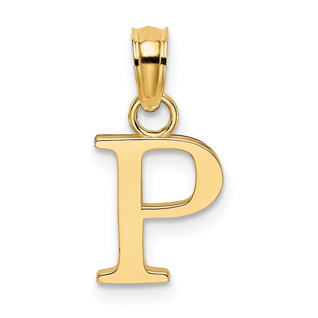 Diamond2Deal 14K Yellow Gold Block Letter P Initial Pendant for Women