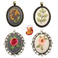 thumbnail image 1 of Coofit 4 Sets Embroidery Starter Kit Retro Flower DIY Sweater Necklace Pendant Necklace, 1 of 10