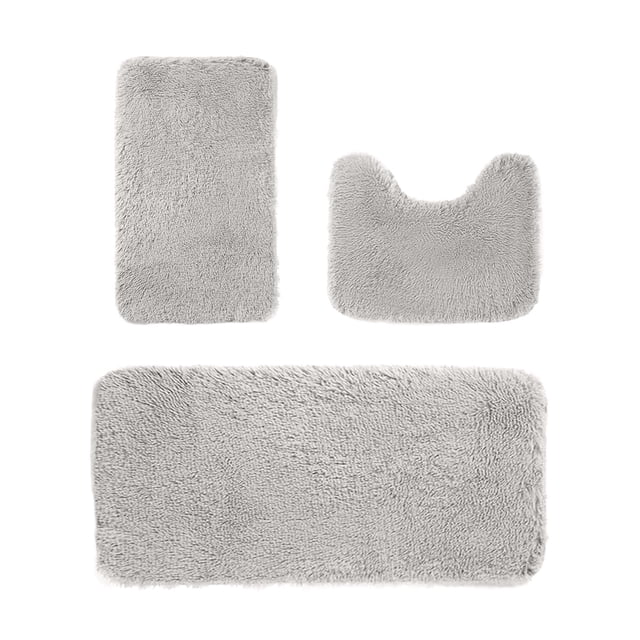 zanvin Bath Mat, Solid Color Bath Mats 3 Set Bathroom Rugs for 3 Pcs Toilet Mats Universal Soft Comfortable Water Absorption Non-Slip Thick Machine Washable Easier To Dry Dark, Gifts for Mom