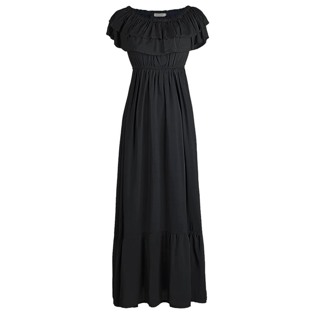 Women's Boho Peasant Dress Off Shoulder Short Sleeve Ruffle Maxi Dresses