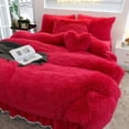 thumbnail image 1 of Luxury Pure Plush Shaggy Warm Fleece Bedding Set Mink Duvet Cover Set, 1 of 16