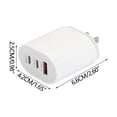 thumbnail image 3 of 65W USB C Wall Charger 3 Port PD Fast Charging Block, Compact Power Adapter with GaN Tech for 15 Pro, Portable Travel Charger Cube for Laptop Phone Tablet, White, 3 of 6