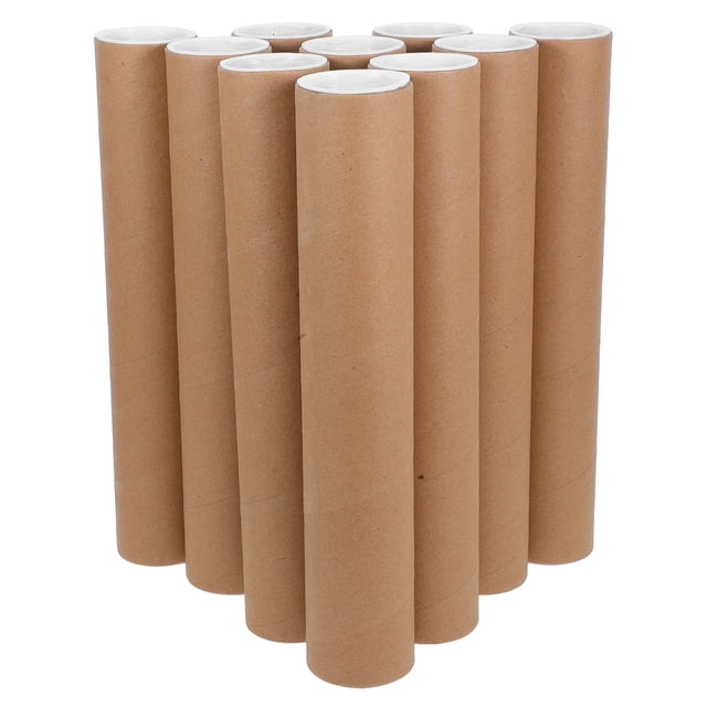 RENACLIPY 10Pcs Kraft Mailing Tubes Durable Cardboard Tubes for Shipping Posters Drawings and Documents Caps