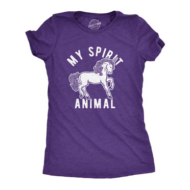 Womens My Spirit Animal: Unicorn T Shirt Funny Mythical Horse Sarcastic Graphic Novelty Tee (Heather Purple) - XXL