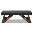 thumbnail image 2 of Baxton Studio Banc Rika Gris Foncé et Noyer Boomerang, 2 of 5