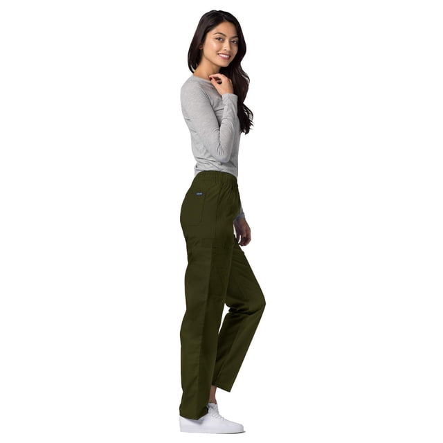 Adar Pantalon de Sarrau Cargo Fuselé Universel pour Femmes, Taille Élastique, Popeline Durable, Noir