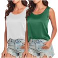 thumbnail image 1 of Timegard Womens 2pc Tops Satin Round Neck Sleeveless Soft Comfy Casual Tank Top Basic Tee Solid Color, 1 of 6