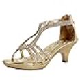 thumbnail image 3 of Delicacy Angel 36 Sandale Habillée pour Femme Strass Talon Bas Escarpins, Or, 10, 3 of 4