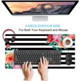 thumbnail image 4 of Floral Extended Gaming Mouse Pad Large Keyboard Mousepad Desktop Mat, Non-Slip Rubber Base with Stitched Edge XXL Black Large Desk Pad for Work/Office/Home 31.5x15.75 Inch, Beautiful Flower, 4 of 5