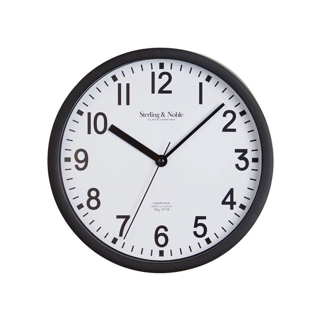 Horloge murale analogique ronde noire de base de 8,8 pouces pour l'intérieur HOMETRENDS