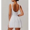 thumbnail image 3 of PISONIC Robe de Tennis et de Golf pour Femmes avec Soutien-Gorge Intégré, Short, Dos Nu, Encolure Carrée, Ourlet Plissé, Robes Athlétiques avec Poches, 3 of 8