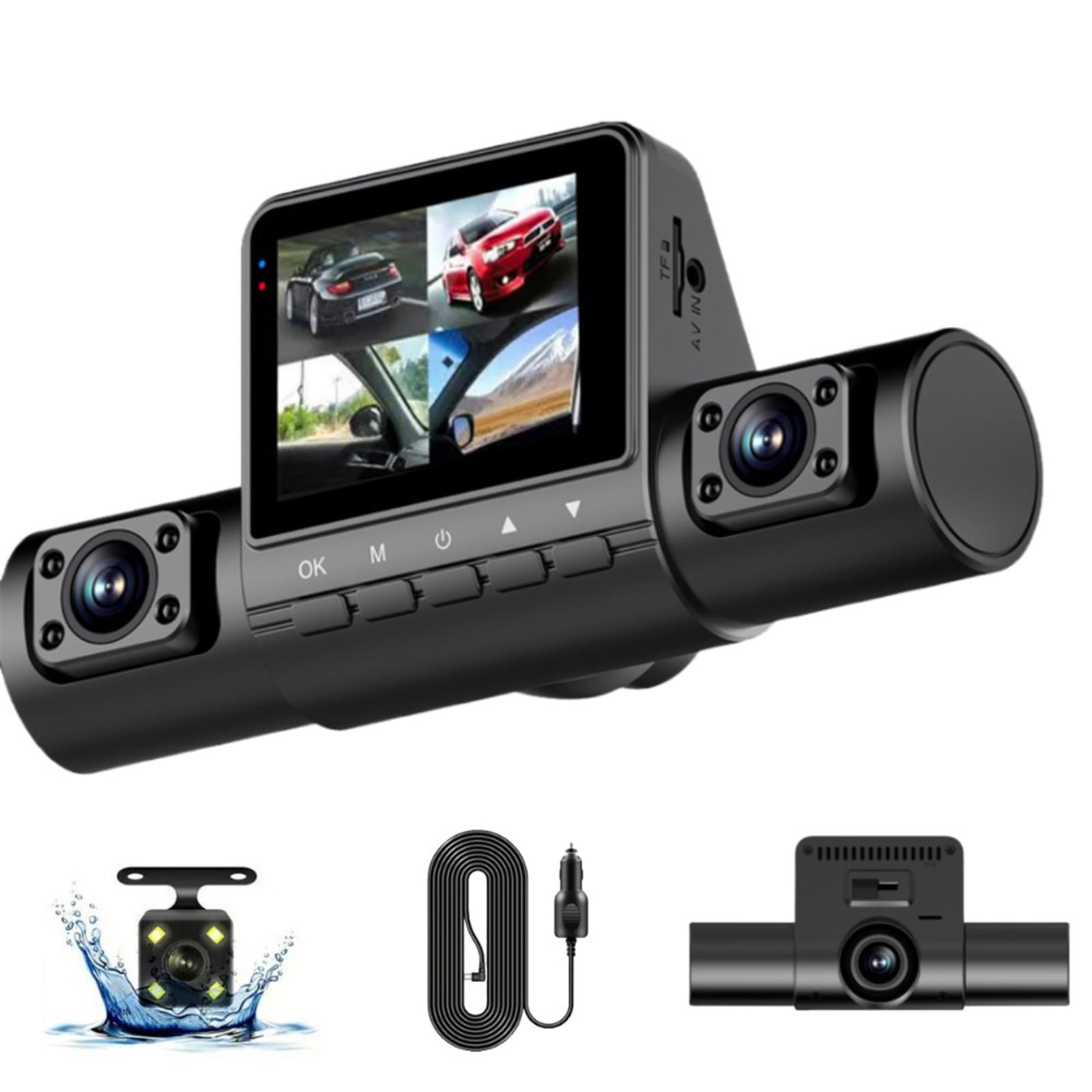 Tunhigl 4 Channel Dash Cam Front Rear Left Right 1080P Dash Camera For Cars Dashcam 4 Way Car Camera With IR Night Vision Loop Recording Motion Detection