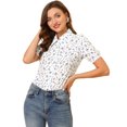 thumbnail image 2 of INSPIRE CHIC Women's Floral Cotton Lace Trim Panel Point Collar Button Down Shirt, 2 of 6