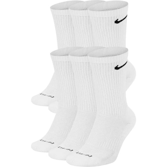 Nike Chaussettes Mi-Mollet Coussinées Everyday Plus pour Hommes (Moyen, Blanc/noir)