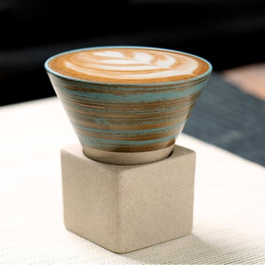 Ensemble de Soucoupes pour Tasse à Café Japonaise, Tasse à Thé Rétro en Céramique, Latte Espresso, Tirette, Fleur, Cappuccino et Plus, Nouvelle Tasse en Poterie 100 Ml/3,5 Oz