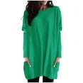 thumbnail image 1 of AherBiu Hauts pour Femmes Tendance à Manches Longues Chemises Fluides d'Automne Coupe Ample Col Ras du Cou Chandail avec Poches, 1 of 4