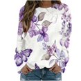 thumbnail image 1 of KIHOUT Chandails Molletonnés pour Femmes en Liquidation, Hauts Blouse à Manches Longues d'Automne et d'Hiver à Col Rond à Imprimé Floral, Coupe Ample, Taille P-2TG, 1 of 5